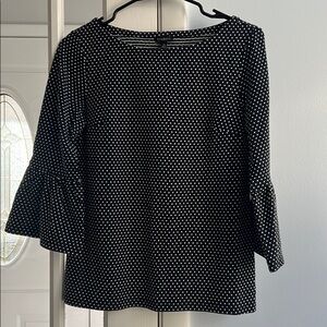 Talbots Women’s XS Black & White Textured Dots Top